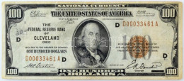 Amerikai Egyesült Államok / Ohio / Cleveland 1929. 100$ "National Currency" Barna Pecsét "D 00033461 A" T:F Tűlyukak USA - Unclassified