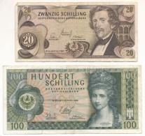 Ausztria 1967. 20Sch + 1969. 100Sch T:VG Austria 1967. 20 Schilling + 1969. 100 Schilling C:VG - Unclassified