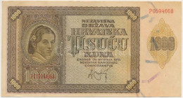 Horvátország / Független Horvát Állam 1941. 1000K "P" T:F Szép Papír Independent State Of Croatia 1941. 1000 Kuna "P" C: - Unclassified