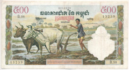 Kambodzsa DN (1972.) 500R T:F Tűlyuk, Kis Szakadás Cambodia ND (1972.) 500 Riels C:F Pinholes, Small Tear Krause P#14d - Unclassified