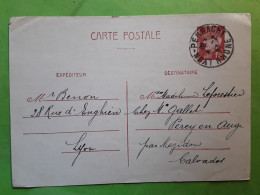 Carte Postale Entier PETAIN 1,20 F Brun O LYON PERRACHE Rhône > Perey En Auge Calvados , 1943 - Standard- Und TSC-AK (vor 1995)