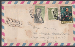 SPAIN, 1974, Registered Airmail Cover From Spain To India,  3 Stamps Used, No 11 - Storia Postale