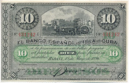 Kuba 1896. 10P Nyomdai Papírránccal T:UNC,AU Tollas írás Cuba 1896. 10 Pesos With Printing Creases C:UNC,AU Doodle By Pe - Non Classés