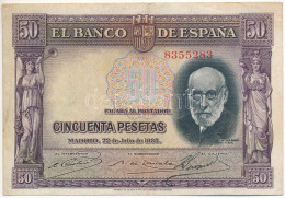 Spanyolország 1935. 50P T:F Erős Papír Spain 1935. 50 Pesetas C:F Strong Paper Krause P#88 - Unclassified