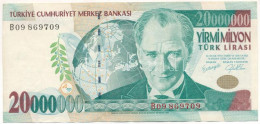 Törökország 2001. 20.000.000L "B09 869709" T:F Szép Papír Turkey 2001. 20.000.000 Lira "B09 869709" C:F Fine Paper Kraus - Zonder Classificatie