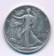 Amerikai Egyesült Államok 1943. 1/2$ Ag "Walking Liberty" T:F  USA 1943. 1/2 Dollar Ag "Walking Liberty" C:F  Krause KM# - Non Classés