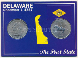 Amerikai Egyesült Államok 1999P 1/4$ Cu-Ni "Delaware" (2db) Karton Díszlapon T:UNC Patina USA 1999P 1/4$ Cu-Ni "Delaware - Non Classés
