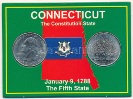 Amerikai Egyesült Államok 1999P 1/4$ Cu-Ni "Connecticut" (2db) Karton Díszlapon T:UNC Patina USA 1999P 1/4$ Cu-Ni "Conne - Unclassified