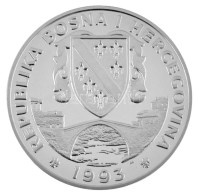 Bosznia-Hercegovina 1993. 750D Ag "Olimpia - Páros Műkorcsolya" T:PP / Bosnia And Herzegovina 1993. 750 Dinara "Olympics - Non Classés