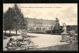AK Schloss Herrenchiemsee, Gartenpartie Mit Pegasus, Park D. Schlosses V. Ludwig II.  - Königshäuser