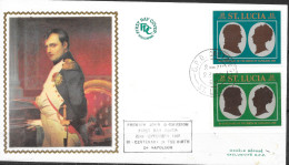 Napoléon Envel. Type FDC Ste Lucia G.P.O.Castries 22 Sept 1969  " Griffe Rectangulaie Premier Jour FDC Timbres 15c" - Napoléon