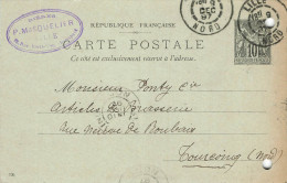 N°99 Entier Postal Carte Lettre Bières P.masquelier Lille - Voorloper Kaarten