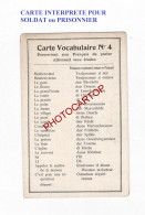 CARTE VOCABULAIRE No4-CARTE INTERPRETE POUR SOLDAT Ou PRISONNIER-Franchise Militaire-CARTE Imprimee-Militaria- - Other & Unclassified