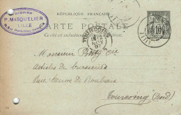 N°100 Entier Postal Carte Lettre Bières P.masquelier Lille - Voorloper Kaarten