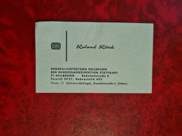 Carte De Visite ROLAND ROSCH GENERALVERTRETUNG HEILBRONN DER BUNDESBAHNDIRECTION D.B. - Visiting Cards