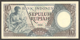 Indonesia 10 Rupiah Workers P-56 1958 UNC - Indonesië