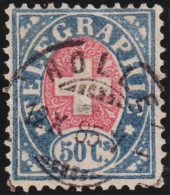 Heimat SG Rolle 1885-10-12 Poststellen-Stempel Auf 50 Rp. Telegraphenmarke SBK#16 - Telégrafo
