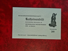 Carte De Visite WINZERGENOSSENSCHAFT KATHRINENBILD NIEDERKIRCHEN IN DEIDESHEIM WEINSTRASSE - Cartoncini Da Visita