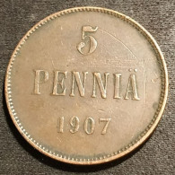 Pas Courant - FINLANDE - FINLAND - 5 PENNIA 1907 - KM 15 - Nicholas II - Finnland