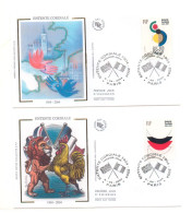 France Entente Cordiale FDC Soie 2004 Emission Commune GB Royaume Uni - France UK Joint Issue - Joint Issues
