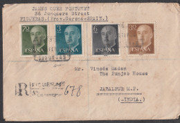 SPAIN, 1954, Resistered Cover From Spain To India,  4 Stamps Used, No 22 - Storia Postale