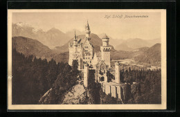 AK Schloss Neuschwanstein, Ansicht Mit Bergpanorama  - Sonstige & Ohne Zuordnung