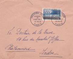 1961--Lettre De PARIS-ORLY  Pour CHATEAUROUX-36---timbre-- Cachet  FDC 1er JOUR Du  25-fev-61 - 1961-....
