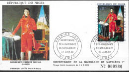 Napoléon Envel. FDC  Niamey 27 JANV.69  " Cachet PJ Bicentenaire De La Naissance De Napoléon Ier " 50f Du Niger - Napoleon