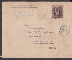 SPAIN, 1954, Resistered Cover From Spain To India,  1 Stamps Used, No 24 - Covers & Documents