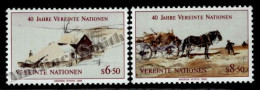 Nations Unies / United Nations Viena 1985 Yvert 51-52, 40th Anniversary, Horse & Winter Farm - MNH - Autres & Non Classés