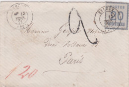 FRANCE - 1870/71 - ALSACE-LORRAINE - N° 6 - 20 C BLEU - SUR DEVANT DE LETTRE - Brieven En Documenten
