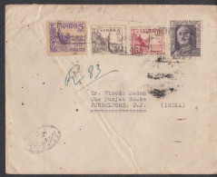 SPAIN, 1949, Registered Cover From Spain To India,  4 Stamps Used, No 28 - Lettres & Documents