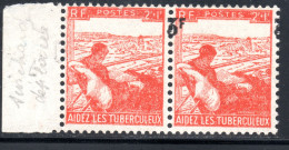 3322.1946 TUBERCULOSE PAIR NICE SURCHARGE ERROR MH - Unused Stamps