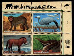Nations Unies / United Nations Viena 1997 Yvert 242-45, Fauna, Protected Animal Species - Upper Border - MNH - Sonstige & Ohne Zuordnung