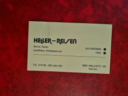 Carte De Visite HELLER REISEN BERND HELLER LANDHAUS CHRISTOPHORUS TAXI MALLNITZ - Visiting Cards