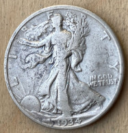 1934 US Standard Coinage .900 Silver Coin Half Dollar , KM#142,7715 - 1916-1947: Liberty Walking (Libertà Che Cammina)