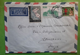 PERU PEROU , Lima Airmail Cover , Exposicion Peruana Paris , Monumento Agricultor Anti Tuberculoso 1964 > Lausanne Suiza - Peru