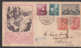 SPAIN, 1953, Registered Special Cover From Spain To India, Philatelic Exhibition, Special Cancelled 5 Stamps Used, No 30 - Lettres & Documents