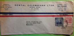 COLOMBIA Aereo Carta De CALI Dental Colombiana Ltda Airmail Cover , 1946 > Medellin - Colombie