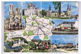 CARTE GEOGRAPHIQUE De La MARNE + 8 Vues - Editions " La Cigogne " - N° 51.000.03 - Maps