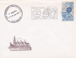 PERIGUEUX--Enveloppe-Souvenir--1967-timbre EUROPA-cachet 1ére Exposition Philatélique Cheminots + Flamme Du 19-oct-1972 - 1961-....