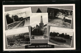 AK Barneveld, Station, Ned. Herv. Kerk, Plantsoen  - Barneveld
