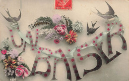 FANTAISIES - Un Baiser - Oiseaux - Fleurs - Carte Postale Ancienne - Autres & Non Classés