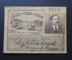 Portugal Tramway De Lisbonne Lisboa Carris Carte 1916 - 1917 Lisbon Tram Pass - Europa