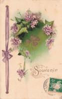 FANTAISIES - Souvenir - Fleurs - Trèfle à Quatre Feuilles - Carte Postale Ancienne - Other & Unclassified