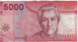 CHILE   5'000  Pesos ,   Polimer Issue    P163d     Dated 2013    Gabriela Mistral + Owl At Back - Chili