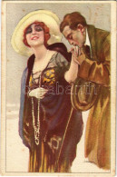 * T2/T3 Italian Lady Art Postcard, Romantic Couple. 714-1. (fl) - Unclassified