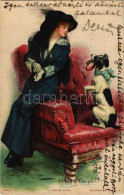 T2/T3 Kutyus Sétálni Készül / Take Me Along. Lady Art Postcard With Dog. The Knapp Co. S: Lester Ralph + "PÁSZTÓ" Vonalb - Unclassified