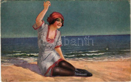 ** T2/T3 Lady Art Postcard, On The Beach. Serie 1036-1. (EK) - Unclassified