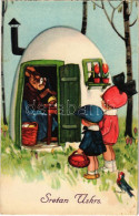 ** T2/T3 Sretan Uskrs / Easter Greeting Art Postcard, Rabbit Painting Eggs. L&P 1976/III. (EK) - Unclassified